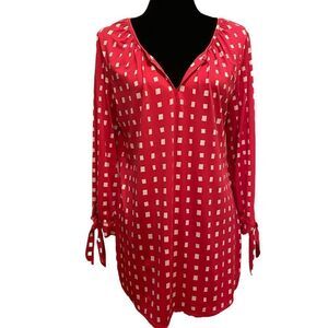 Mud pie Hot Pink with‎ White Square Print Mini Dress